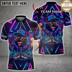 Maxcorners Bowling Cyber Neon Bowling Graffiti Style Multi Options Personalized Name, Team Name Unisex 3D Shirt (4 Colors)