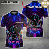 Maxcorners Bowling Neon Smiling Bowling Ball Beer Party Style Multi Options Personalized Name, Team Name Unisex 3D Shirt (4 Colors)