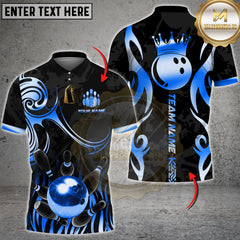 Maxcorners Bowling Golden Crown King Bowling Luxury Style Multi Options Personalized Name, Team Name Unisex 3D Shirt (4 Colors)