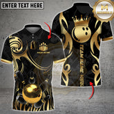 Maxcorners Bowling Golden Crown King Bowling Luxury Style Multi Options Personalized Name, Team Name Unisex 3D Shirt (4 Colors)