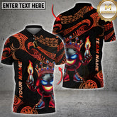 Maxcorners Bowling Tribal Fire King Graphic Multi Options Personalized Name, Team Name Unisex 3D Shirt (4 Colors)