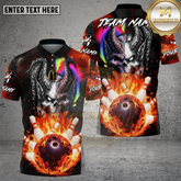 Maxcorners Bowling Demon Skull Fire Power Strike Fantasy Style Multi Options Personalized Name, Team Name Unisex 3D Shirt (4 Colors)