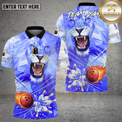 Maxcorners Bowling Ice Lion Power Strike Bowling Ball Dynamic Style Multi Options Personalized Name, Team Name Unisex 3D Shirt (4 Colors)