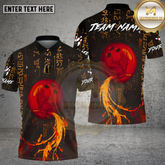 Maxcorners Bowling Flaming Phoenix Fire Trail Bowling Ball Mystic Style Multi Options Personalized Name, Team Name Unisex 3D Shirt (4 Colors)