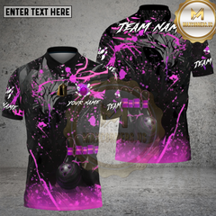 Maxcorners Bowling Black Gold Flame Splash Bowling Ball League Style Multi Options Personalized Name, Team Name Unisex 3D Shirt (4 Colors)