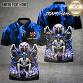 Maxcorners Bowling Skull Mafia Eagle Bowling Strike Style Multi Options Personalized Name, Team Name Unisex 3D Shirt (4 Colors)