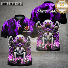 Maxcorners Bowling Skull Mafia Eagle Bowling Strike Style Multi Options Personalized Name, Team Name Unisex 3D Shirt (4 Colors)