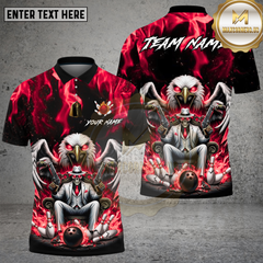 Maxcorners Bowling Skull Mafia Eagle Bowling Strike Style Multi Options Personalized Name, Team Name Unisex 3D Shirt (4 Colors)