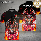Maxcorners Bowling Hellfire Demon Skull Flame Art Multi Options Personalized Name, Team Name Unisex 3D Shirt (4 Colors)