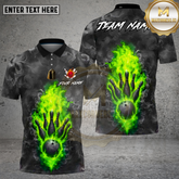 Maxcorners Bowling Toxic Flame Dark Smoke Multi Options Personalized Name, Team Name Unisex 3D Shirt (4 Colors)