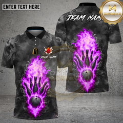 Maxcorners Bowling Toxic Flame Dark Smoke Multi Options Personalized Name, Team Name Unisex 3D Shirt (4 Colors)