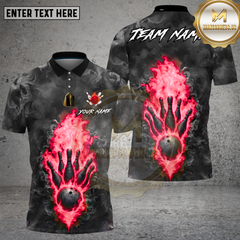 Maxcorners Bowling Toxic Flame Dark Smoke Multi Options Personalized Name, Team Name Unisex 3D Shirt (4 Colors)