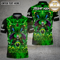 Maxcorners Bowling Hellfire Skull King Demon Art Multi Options Personalized Name, Team Name Unisex 3D Shirt (4 Colors)