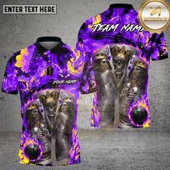 Maxcorners Bowling Royal Skull King Queen Casino Art Multi Options Personalized Name, Team Name Unisex 3D Shirt (4 Colors)