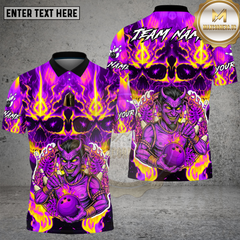 Maxcorners Bowling Inferno Skull Flaming Bowling Ball Design Multi Options Personalized Name, Team Name Unisex 3D Shirt (4 Colors)