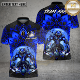Maxcorners Bowling Blue Mandala Werewolf Power Multi Options Personalized Name, Team Name Unisex 3D Shirt (4 Colors)