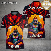 Maxcorners Bowling Fire Boss Gorilla Multi Options Personalized Name, Team Name Unisex 3D Shirt (4 Colors)