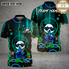 Maxcorners Bowling Neon Panda Money Style Multi Options Personalized Name, Team Name Unisex 3D Shirt (4 Colors)