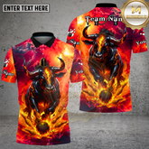 Maxcorners Bowling Fire Bull Power Artwork Multi Options Personalized Name, Team Name Unisex 3D Shirt (4 Colors)