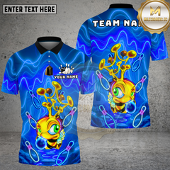 Maxcorners Bowling Neon Bee Psychedelic Art Multi Options Personalized Name, Team Name Unisex 3D Shirt (4 Colors)