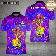Maxcorners Bowling Neon Bee Psychedelic Art Multi Options Personalized Name, Team Name Unisex 3D Shirt (4 Colors)