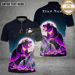 Maxcorners Bowling Lava Bear Moon Fire Multi Options Personalized Name, Team Name Unisex 3D Shirt (4 Colors)