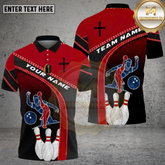 Maxcorners Bowling Faith Strike Red Cross Multi Options Personalized Name, Team Name Unisex 3D Shirt (4 Colors)