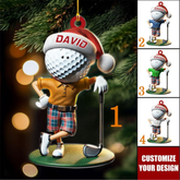 Maxcorners Custom Name Golf Santa Acrylic Ornament, Xmas Ornament, Golf Keychain, Christmas Golf Gift