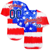 Maxcorners Custom Tie Dye Royal-Red 3D American Flag Premium Baseball Jerseys LM0210