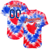 Maxcorners Custom White Red-Royal 3D American Flag Premium Baseball Jersey LM0210