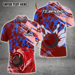 Maxcorners Grunge Splash Tiger Bowling Vector Art Multioptions Customized Name, Team Name 3D Shirt (4 Colors)