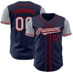 Maxcorners Custom Navy Gray-Red Authentic Two Tone Baseball Jersey
LM0609