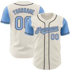 Maxcorners Custom Cream Light Blue-Steel Gray Authentic Two Tone Baseball Jersey
LM0609