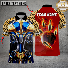 Maxcorners Thor-Inspired Bowling Jersey With Fire Strike Design Personalized Name 3D Unisex Shirt