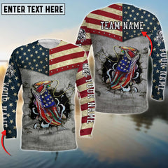 Maxcorners Bass Fishing Us Flag Customize Name Team Name 3D Shirts