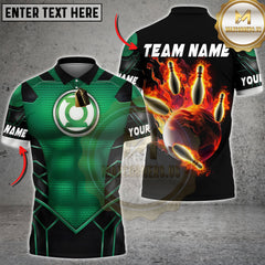 Maxcorners Bowling Green Lantern Power Armor Flaming Strike Personalized Name 3D Unisex Shirt