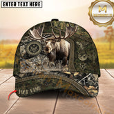 Maxcorners Hunting Moose Soldier Camo Cap Camouflage Design Personalized Name 3D Cap (4 style)
