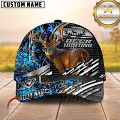 Maxcorners Deer Hunting Honeycomb Mesh Grey Stripe Camo Custom Name 3D Cap (5 Colors)