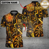 Maxcorners Darts Shirt Golden Wolf Dartboard Glow Multioptions Personalized Name, Team Name Unisex 3D Shirt (4 Colors)