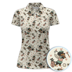 Maxcorners Angel Dachshund Golf Polos, Funny Wiener Dog Golf Pattern Gift For Men, Golf Gift For Golfer