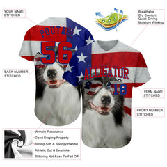 Maxcorners Custom White Red-Royal American Flag Fashion Premium Baseball Jersey LM0210