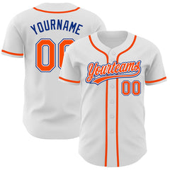 Maxcorners Custom White Orange-Royal Authentic Baseball Jersey
LM0609