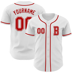 Maxcorners Custom White Red Authentic Baseball Jersey
LM0609