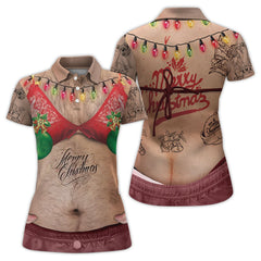 Maxcorners Costume Ugly Shirt Hairy Fat Man, Funny Polos Cosplay, Christmas Ugly Shirt For Men