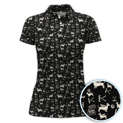 Maxcorners Funny Xmas Dog Pattern Polos, Golf Shirt For Golfers And Pet Lovers, Christmas Golf Shirt For Men