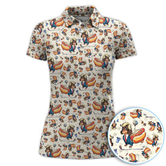 Maxcorners Funny Dachshund Golf Shirt For Men, Wiener Dog Pattern Golf Shirt, Crazy Golf Shirt For Golfer