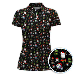 Maxcorners Funny Christmas Golf Shirt, Pattern Golf Polos For Men, Xmas Golf Shirt For Golfers