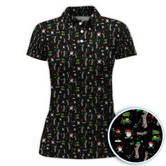 Maxcorners Funny Dachshund Pattern Golf Shirt For Men, Christmas Golf Polos, Xmas Golf Shirt For Golfer