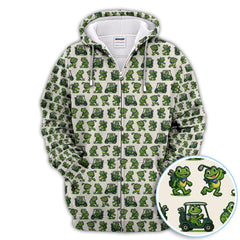 Maxcorners Funny Frog Golf Polos, Cute Frog Golf Pattern Shirt For Men, Golf Gift For Golfer