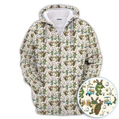 Maxcorners Funny Frog Golf And Beer Shirt For Men, Christmas Golf Pattern Polos, Golf Gift For Golfers